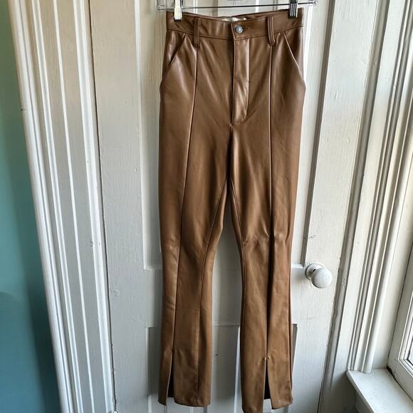 Abercrombie & Fitch Vegan Leather The Skinny Ultra High Split Hem Rise Pants - Picture 2 of 10